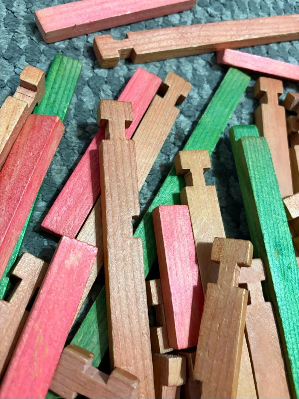 82 pcs Lincoln Logs Interlocking Wooden Building Sticks bundle lot